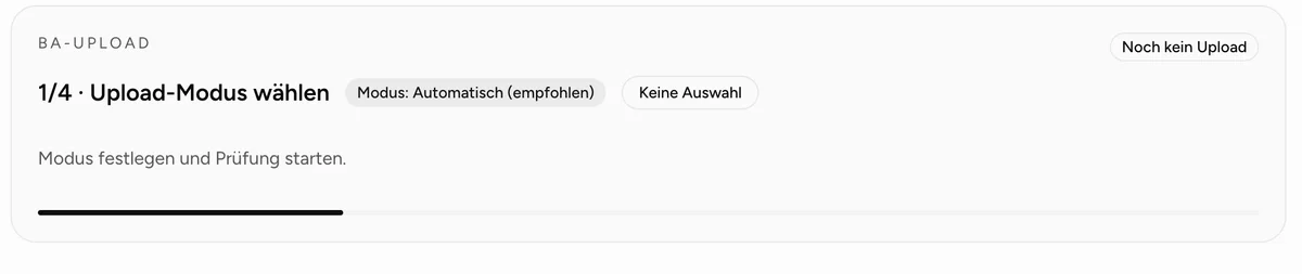 Schritt-Header des Upload-Assistenten mit Fortschrittsbalken