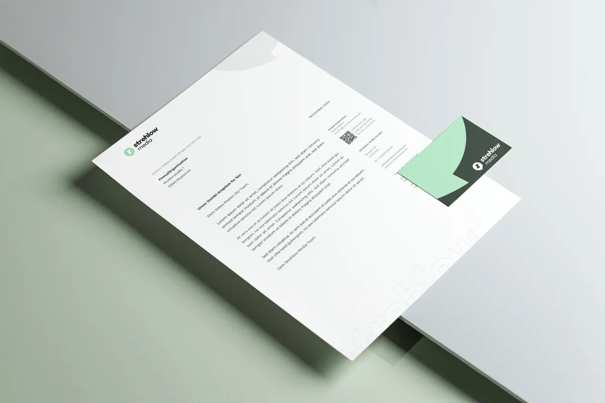 Briefpapier und Visitenkarte von Strehlow Media